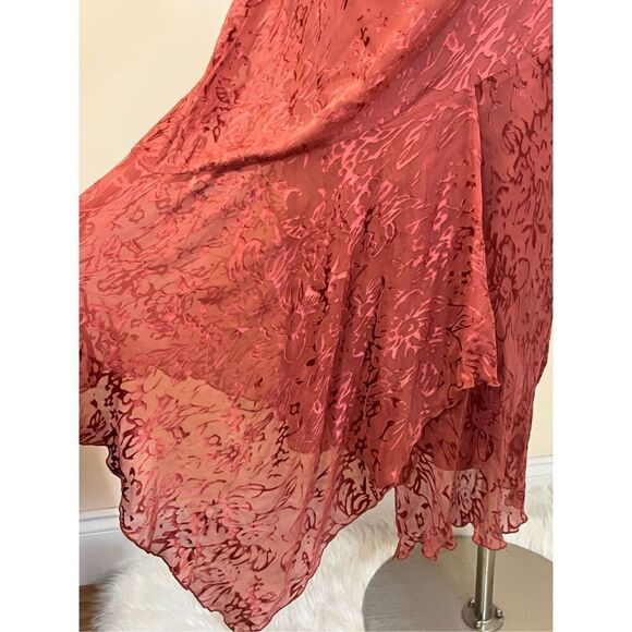 Vintage Laura Ashley Rose Silk Velvet Burnout Dress 12 - Picture 4 of 8